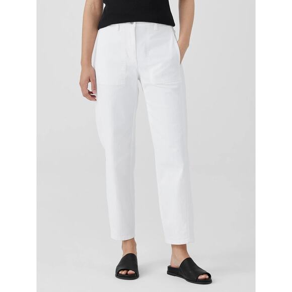 Eileen Fisher Lantern Jeans Size L White Organic Cotton Crop Denim Casual Staple - Picture 4 of 13